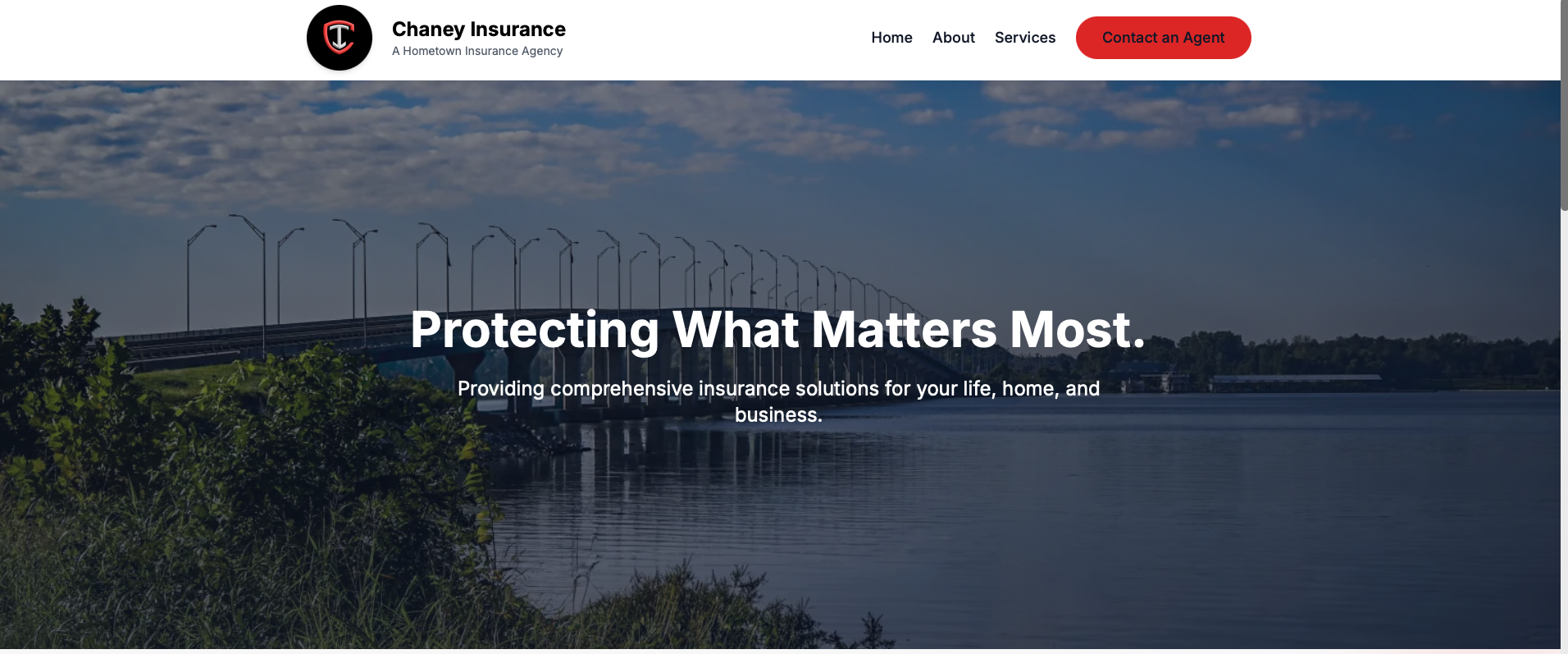 Chaney Insurance — one-page home services website for a Four States business